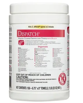 150 Clorox Dispatch® Hospital Cleaner Disinfectant Towels with Bleach PACK OF 8- Kills Covid 19 per CDC
