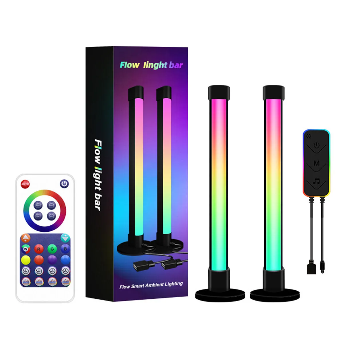 2 PCS Ambient Light Bar Atmosphere Lamp RGB Music Sync Home Decorative Light Strip for Desktop Computer Laptop PC
