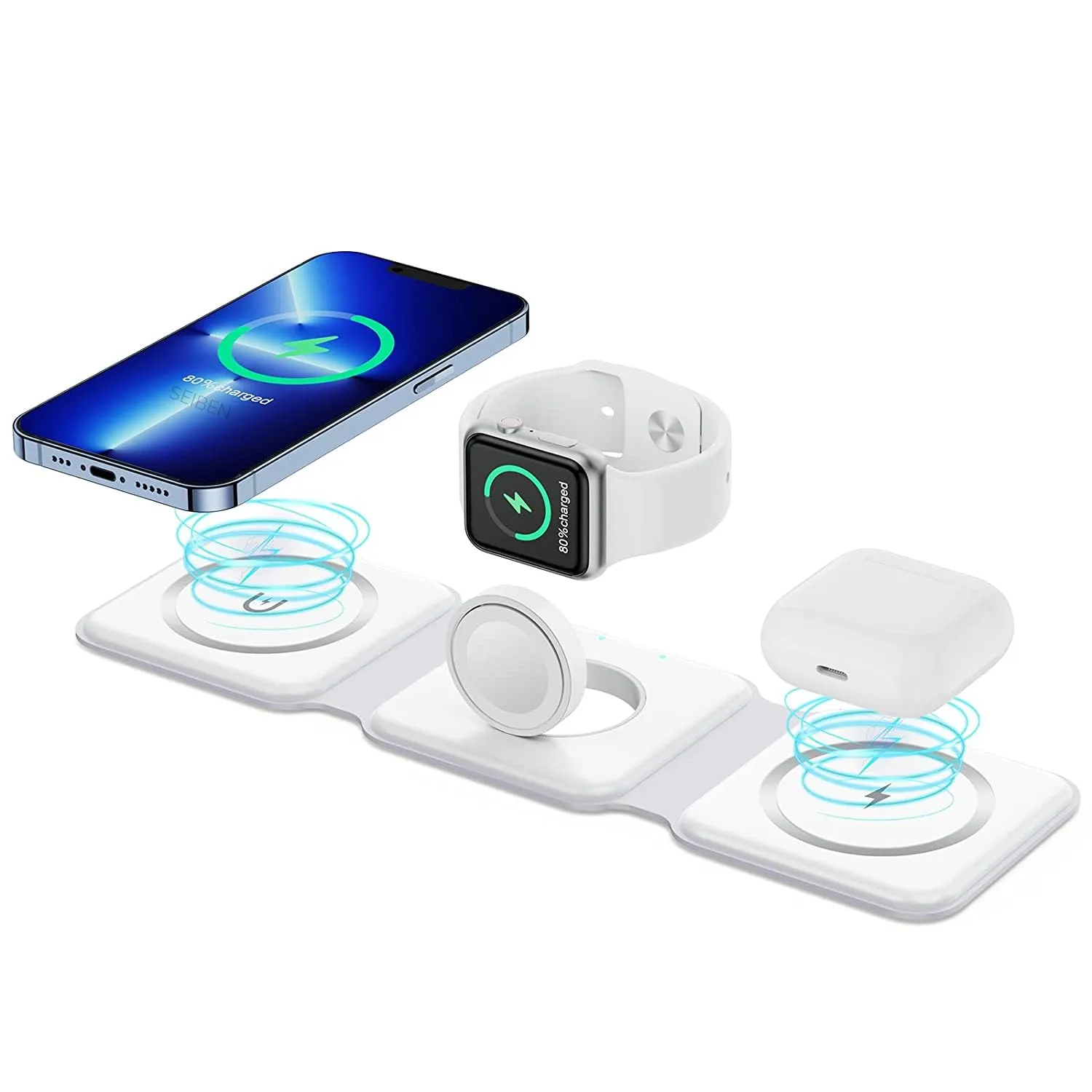 3 in 1 Magnetic Wireless Charger for iPhone, Apple Watch, and AirPods