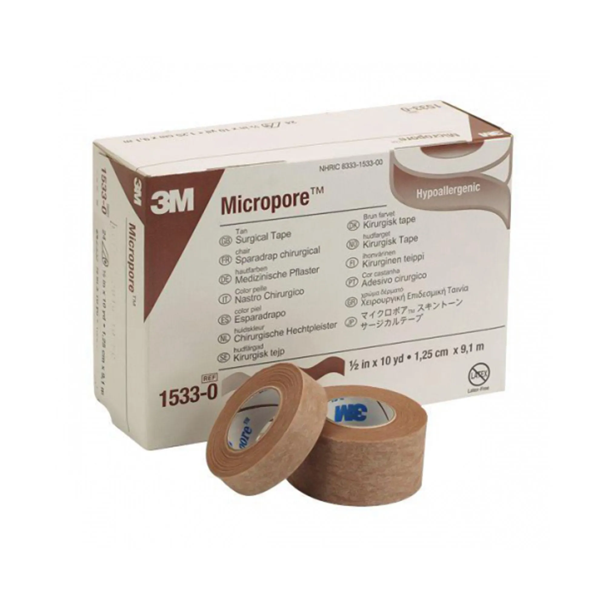 3M™ Micropore™ Paper Medical Tape, 1/2 Inch x 10 Yard, Tan, 1 Case of 240