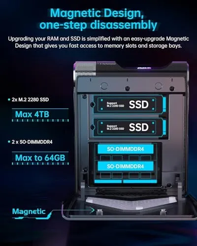 ACEMAGICIAN Mini Gaming PC，AMD Ryzen 7 5700U Mini PC 16GB DDR4 512GB SSD, Mini Gaming Computers Micro Desktop PC Support RGB Lights/4K Triple Display/WiFi6/BT5.2/3 Adjustable Mode PC