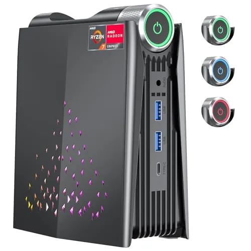 ACEMAGICIAN Mini Gaming PC，AMD Ryzen 7 5700U Mini PC 16GB DDR4 512GB SSD, Mini Gaming Computers Micro Desktop PC Support RGB Lights/4K Triple Display/WiFi6/BT5.2/3 Adjustable Mode PC