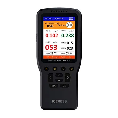 Air Quality Monitor. Nested sensors simultaneously detect Indoor Humidity, Indoor Temperature, and Volatile Harmful Gases Such as Formaldehyde, Benzene, and Ketones in The air.