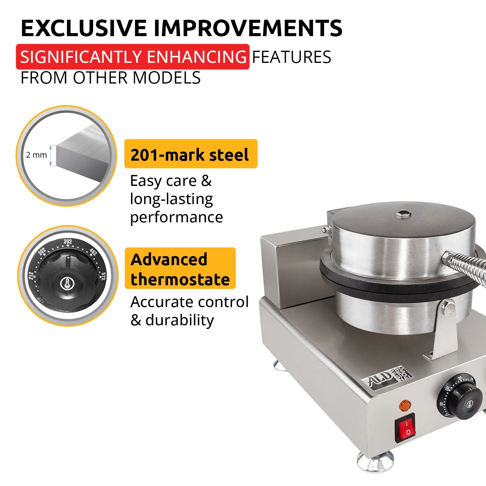 AP-598 Waffle Cone Maker | Ice Cream Waffle Cone Iron | Commercial Flat Waffle Cone and Egg Rolls Machine | Nonstick
