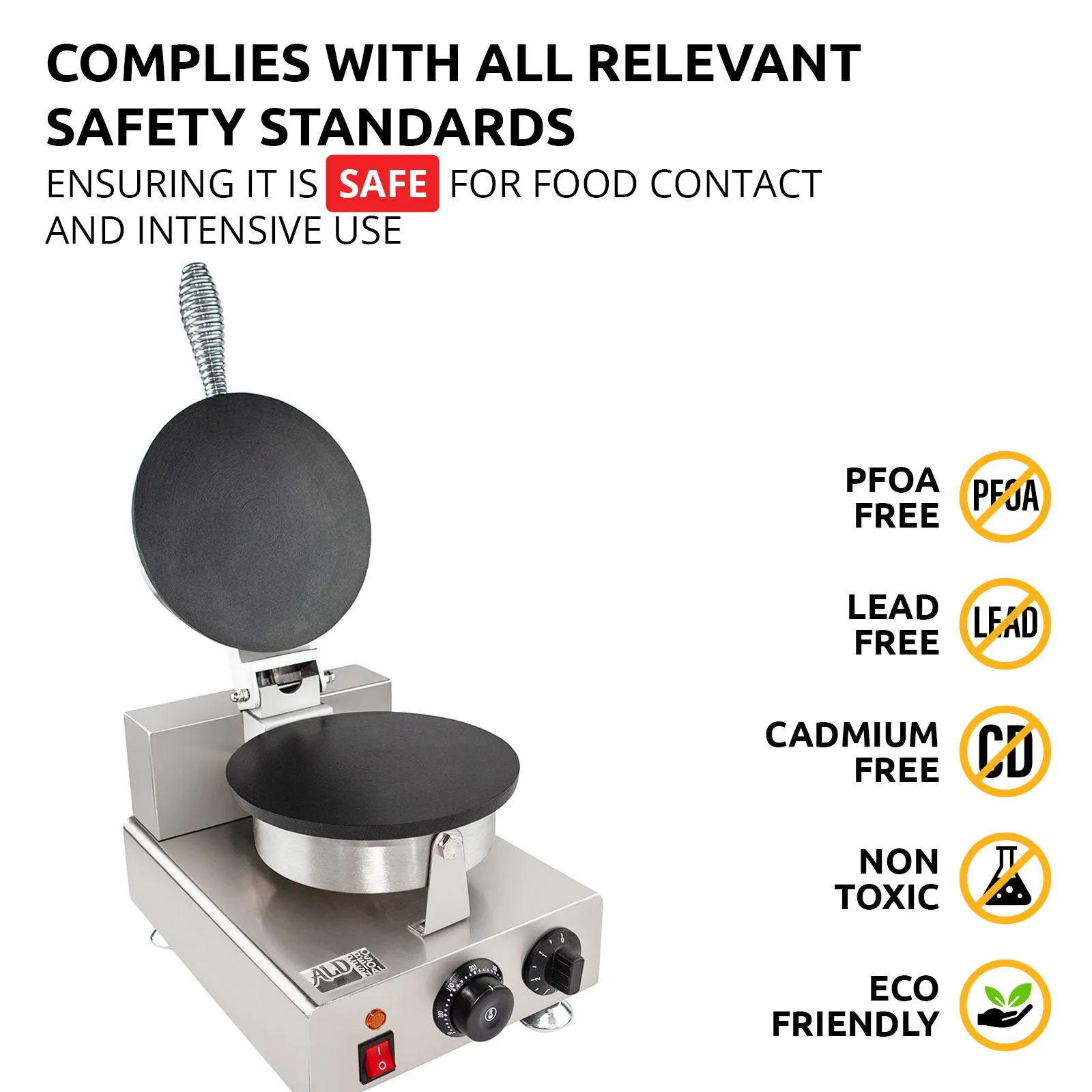 AP-598 Waffle Cone Maker | Ice Cream Waffle Cone Iron | Commercial Flat Waffle Cone and Egg Rolls Machine | Nonstick