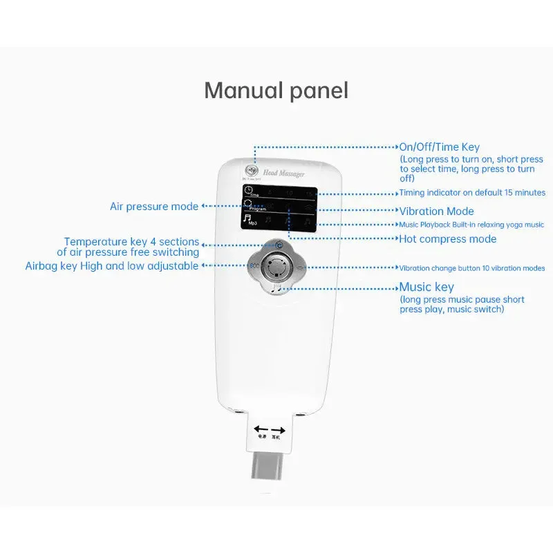 Automatic Air Pressure Head Massage Helmet Dual Vibrating Electric Head Massager Machine