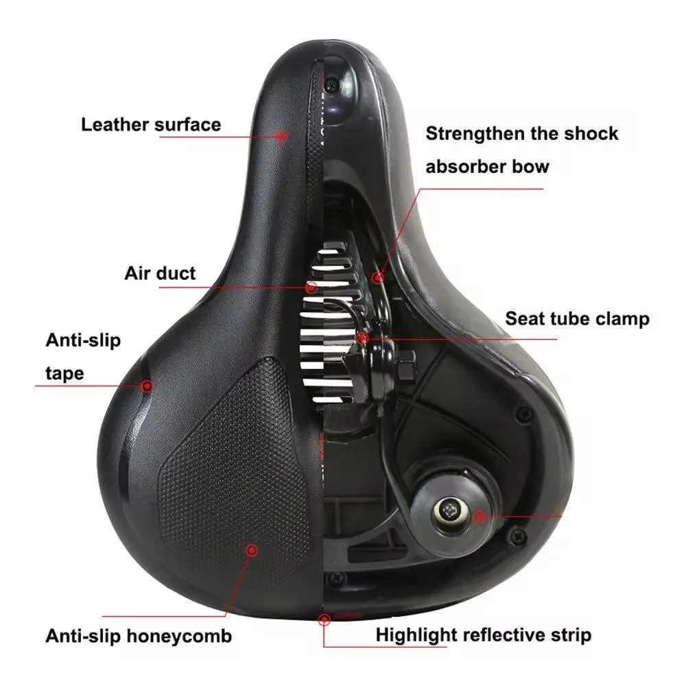 Bicycle Saddle Men Women Hollow Breathable  MTB Road Bike Saddle Shock Absorbing Comfortable Seat Safety Warning