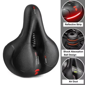 Bicycle Saddle Men Women Hollow Breathable  MTB Road Bike Saddle Shock Absorbing Comfortable Seat Safety Warning