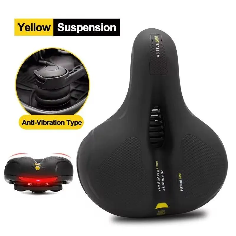 Bicycle Saddle Men Women Hollow Breathable  MTB Road Bike Saddle Shock Absorbing Comfortable Seat Safety Warning