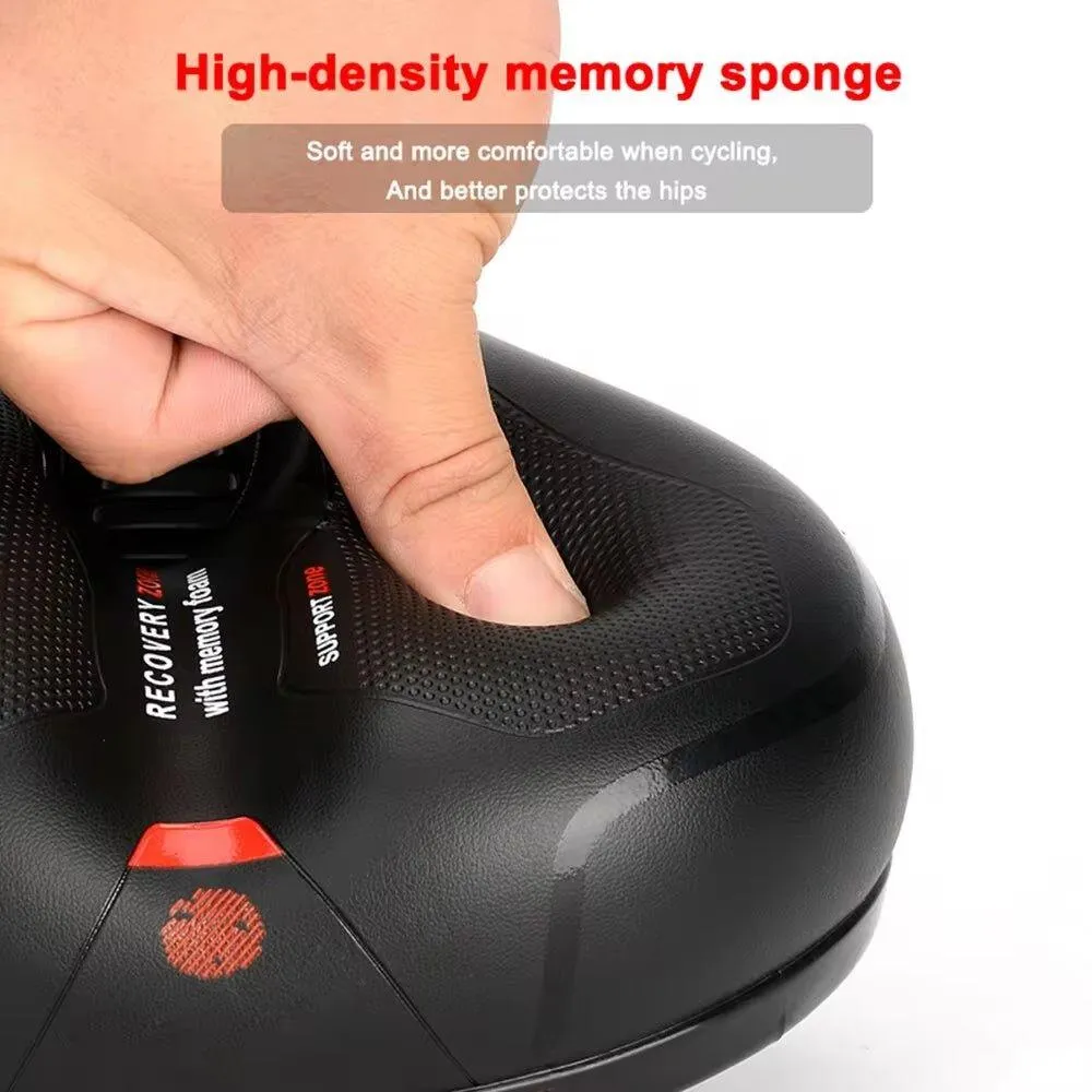 Bicycle Saddle Men Women Hollow Breathable  MTB Road Bike Saddle Shock Absorbing Comfortable Seat Safety Warning