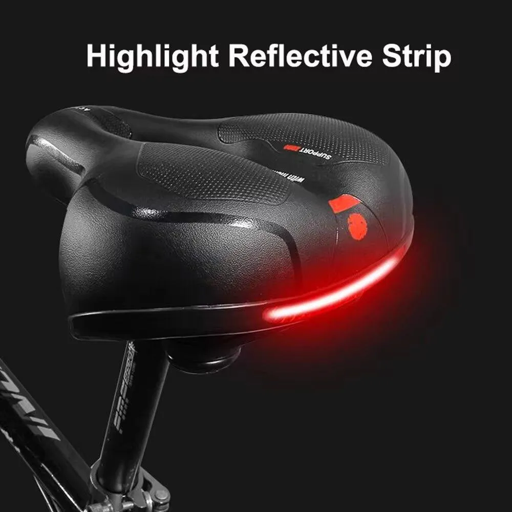 Bicycle Saddle Men Women Hollow Breathable  MTB Road Bike Saddle Shock Absorbing Comfortable Seat Safety Warning