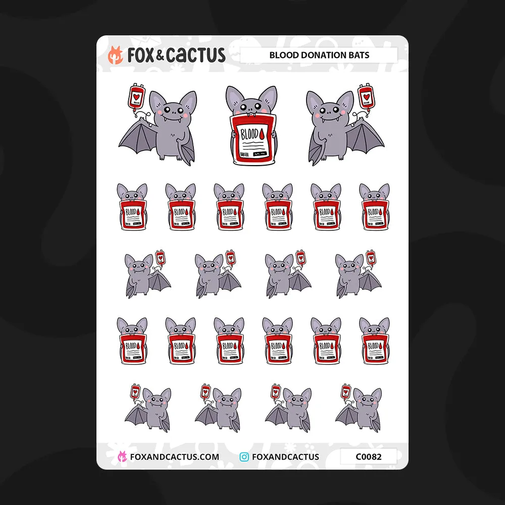 Blood Donation Bat Stickers