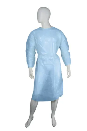 Blue Disposable Isolation Gown Elastic Cuffs (5 x Pack)