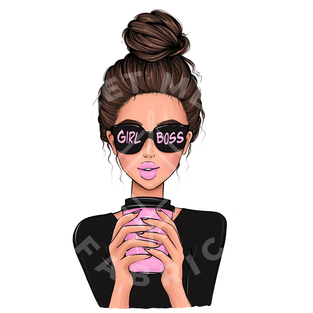 Brunette Boss Girl, Sublimation Heat Transfer