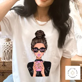Brunette Boss Girl, Sublimation Heat Transfer