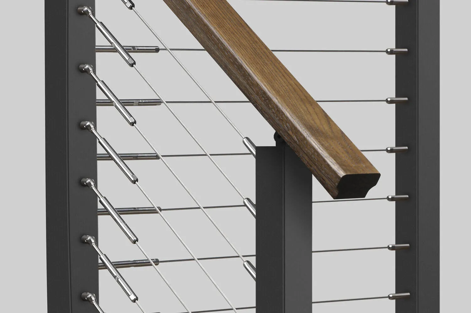 CL-MFTGS-SS - METAL Level Newel Run Fixed/Tensioner Pair