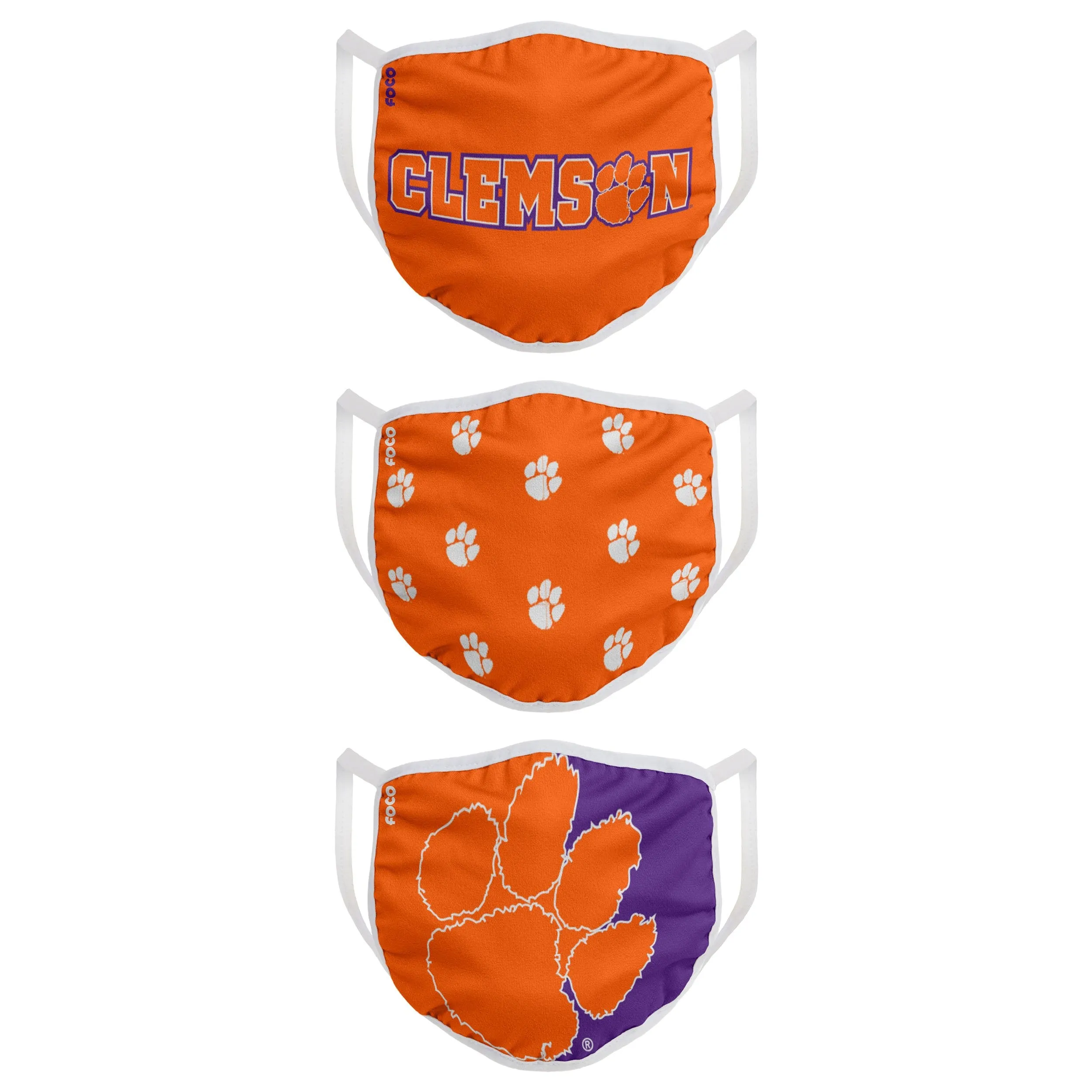 Clemson Tigers NCAA 3 Pack Face Cover