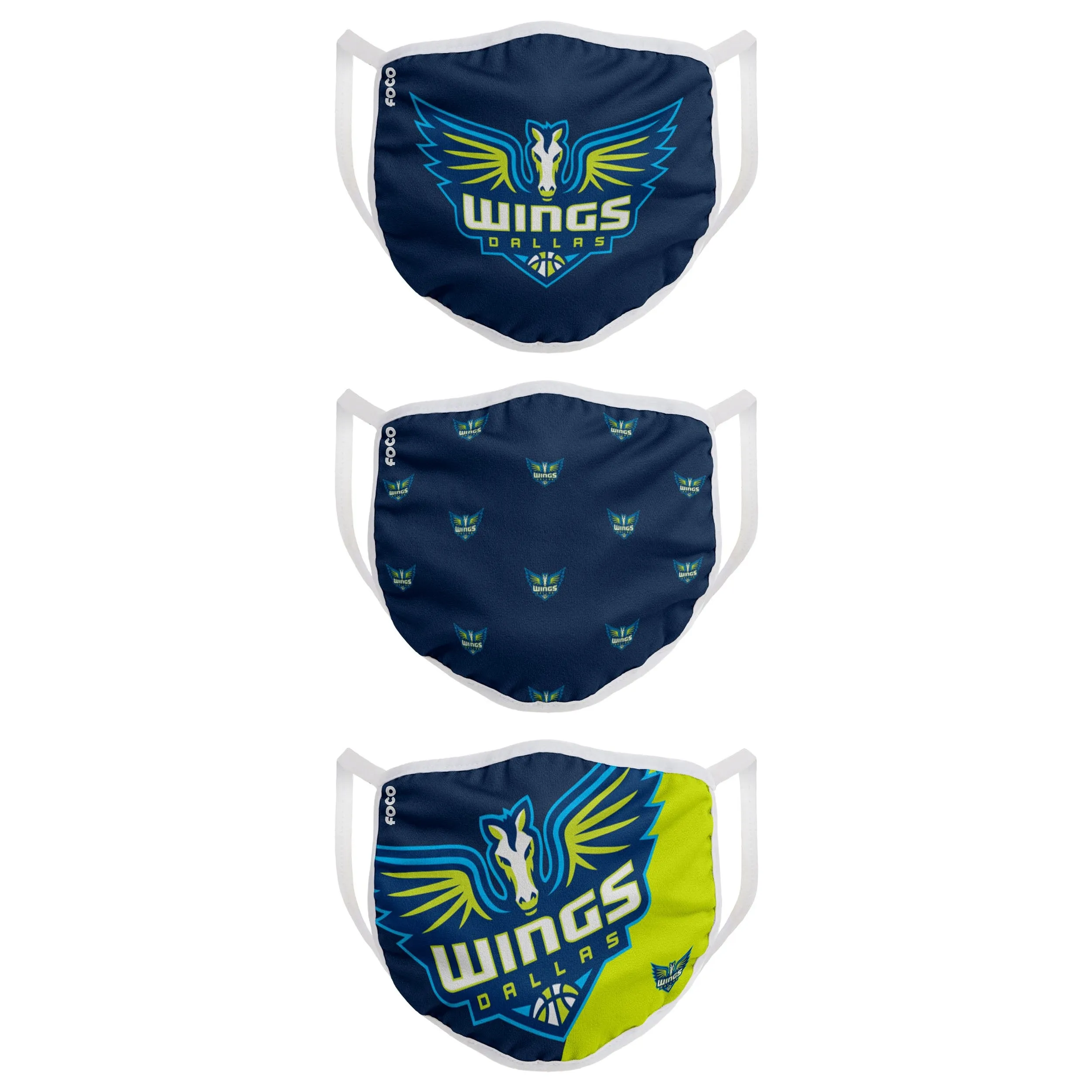 Dallas Wings WNBA 3 Pack Face Cover