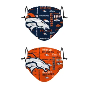 Denver Broncos NFL Logo Rush Adjustable 2 Pack Face Cover