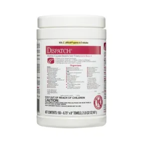 Dispatch® with Bleach Surface Disinfectant Cleaner Premoistened Manual Pull Wipe 150 Count Canister Fruity Floral Bleach Scent NonSterile - The Clorox Company  Mfr# 69150