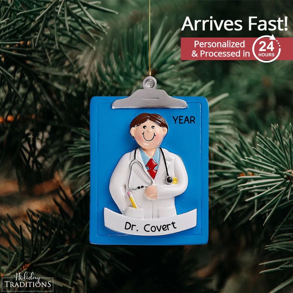 Doctor Guy Clipboard Personalized Ornament