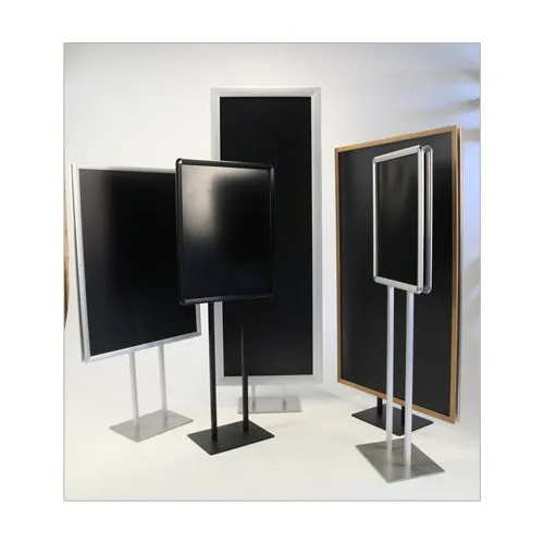 Double Pole Floor Stand 11x17 Sign Holder | Snap Frame 1 1/4" Wide