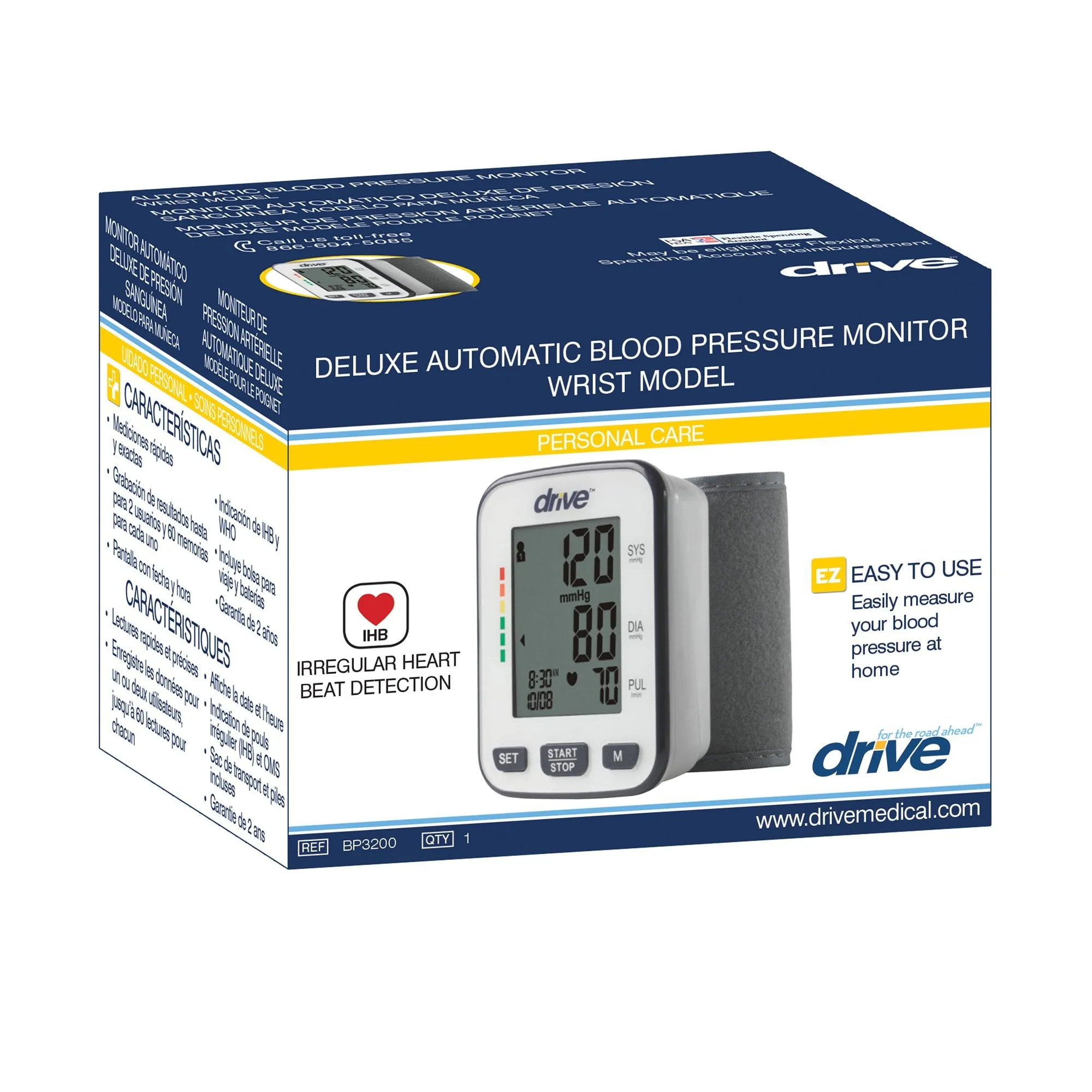 drive Medical Digital Blood Pressure Monitoring Unit, Wrist Cuff, Adult Medium