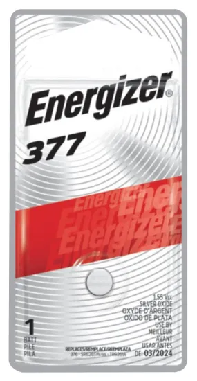 Energizer 377BPZ-2 Battery, 1.5 V Battery, 24 mAh, 377 Battery, Silver Oxide :EA: QUANTITY: 6
