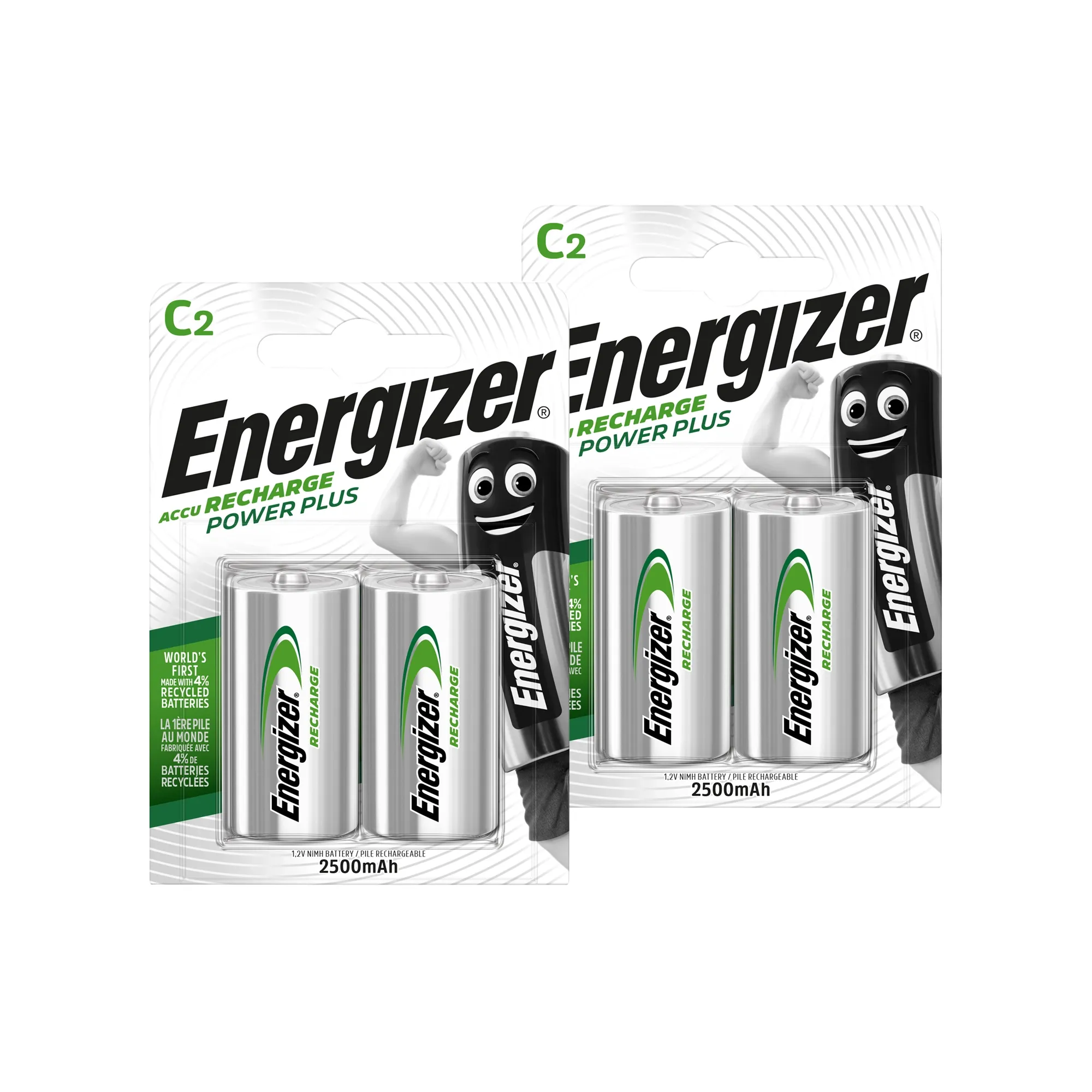 Energizer C Size 2500mAh Recharge Power Plus Batteries - Pack of 4