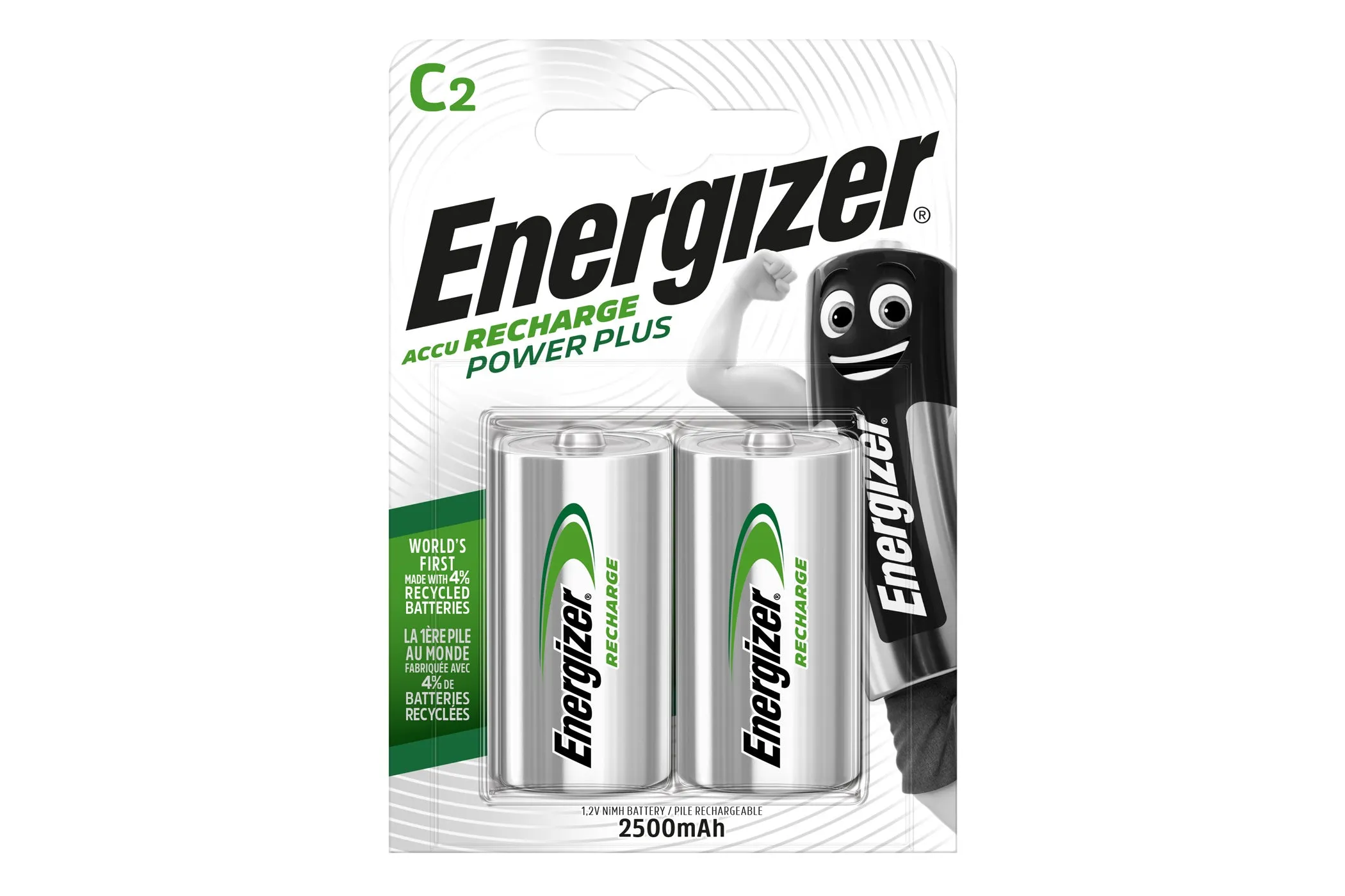 Energizer C Size 2500mAh Recharge Power Plus Batteries - Pack of 8