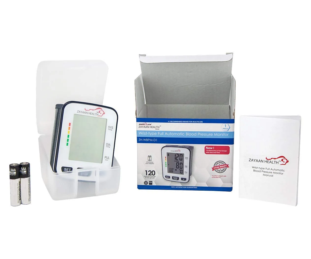 Fully Automatic Wrist Blood Pressure Monitor, 120 Memory, Fast Response, Storage Case Included