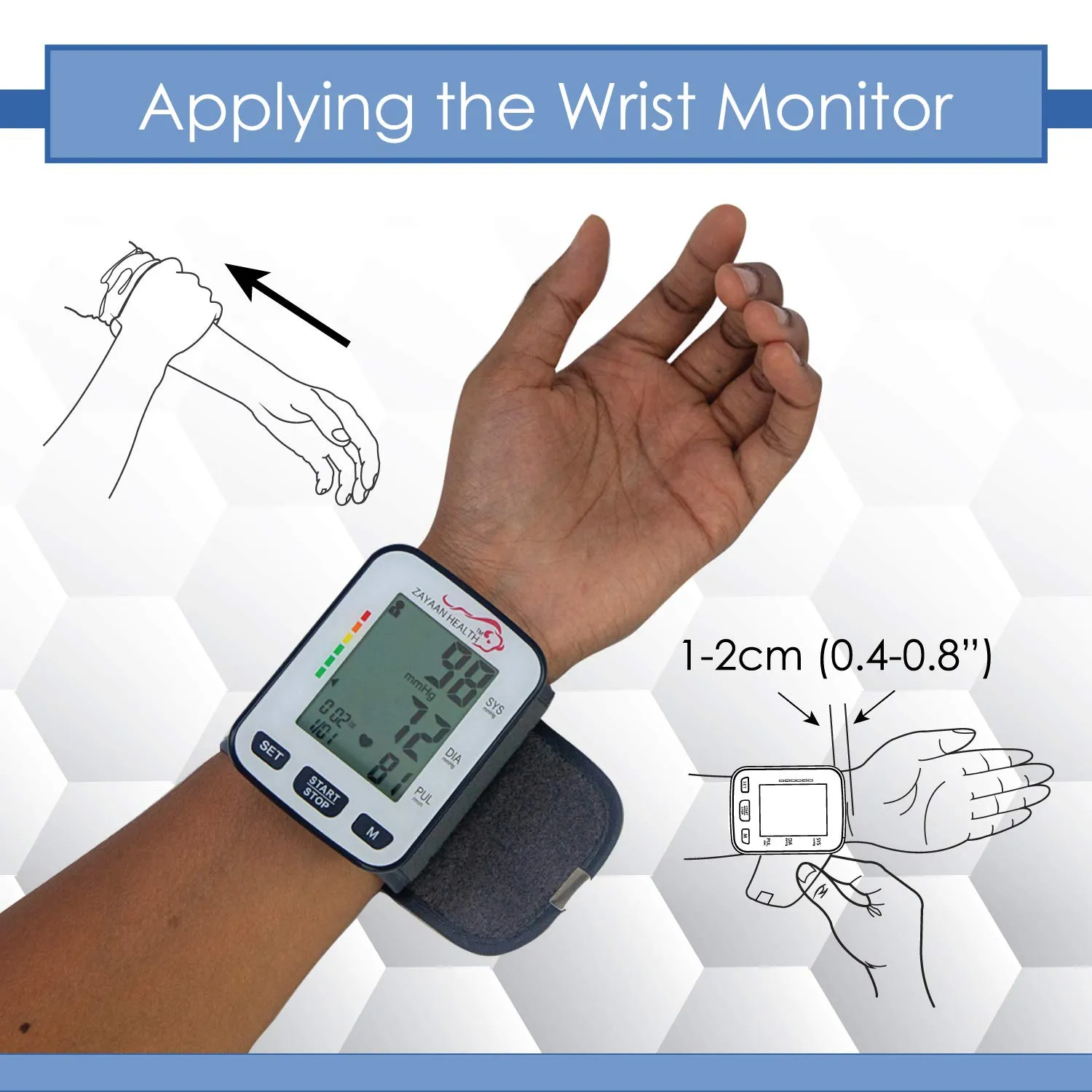Fully Automatic Wrist Blood Pressure Monitor, 120 Memory, Fast Response, Storage Case Included