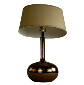 Glossy Bronze Ceramic Table lamp with Beige Ovular Shade