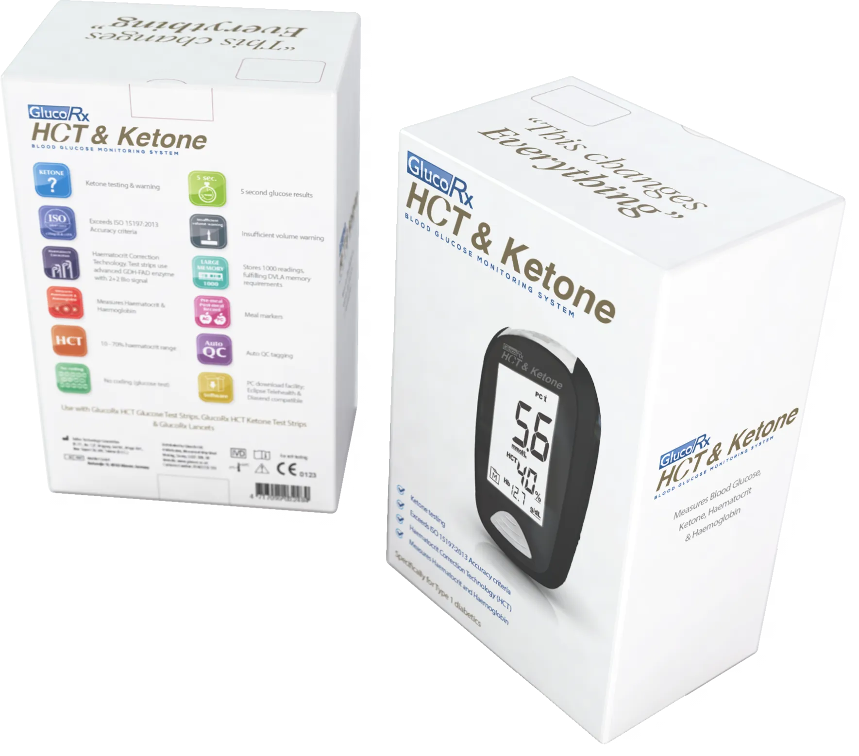 GlucoRx HCT Blood Glucose & Ketone Meter Blood Glucose Monitoring System