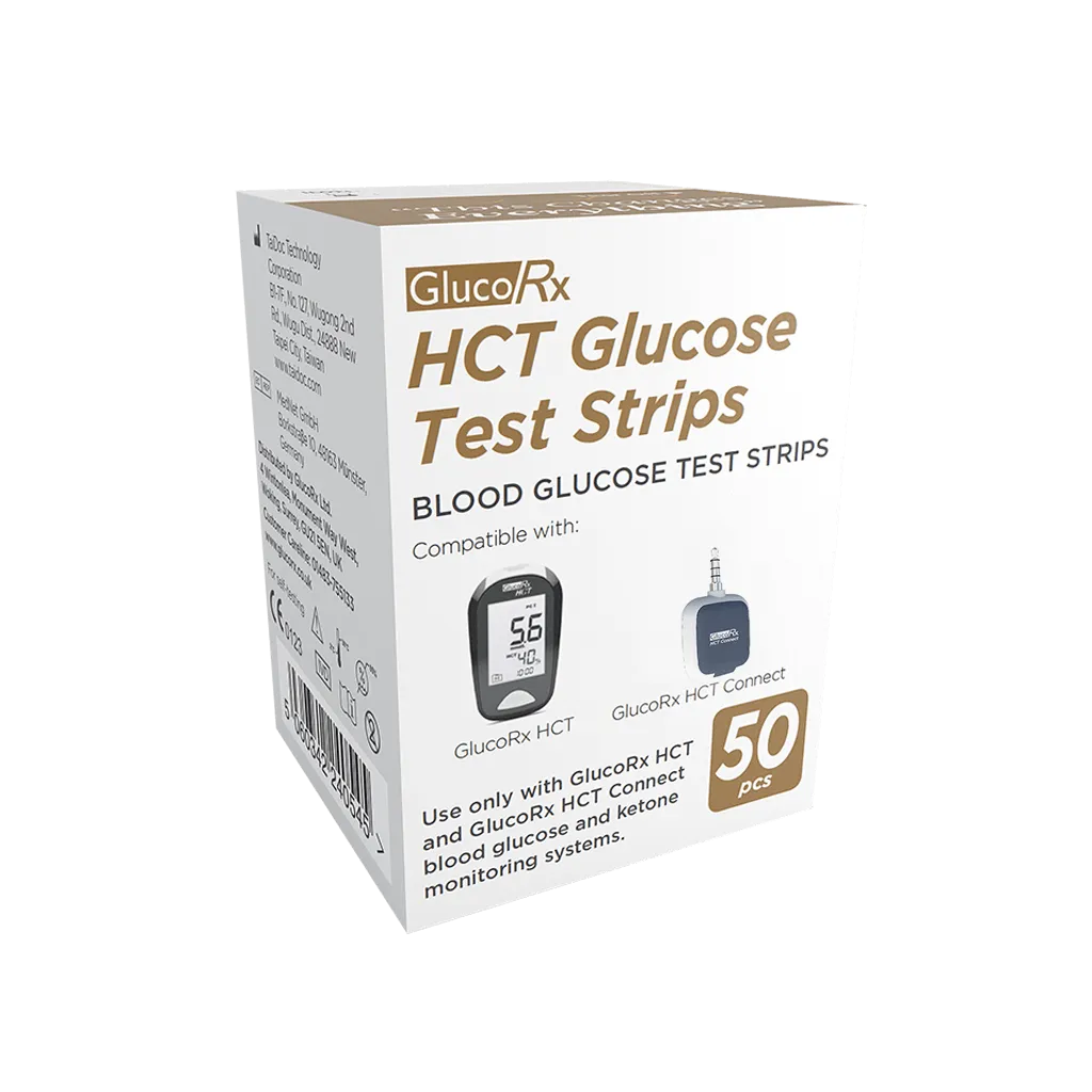GlucoRx HCT Glucose Test Strips - For GlucoRx HCT Meters - 1 x 50