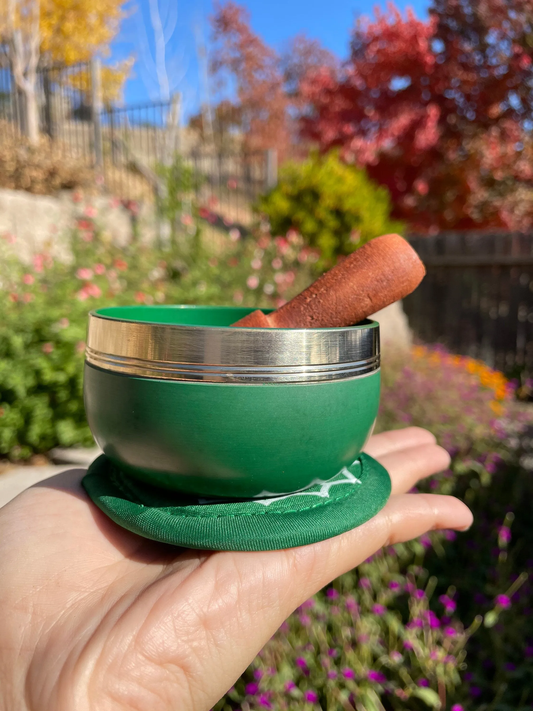Green Heart Chakra Singing Bowl High Vibrational Handmade Tibetan Bowl