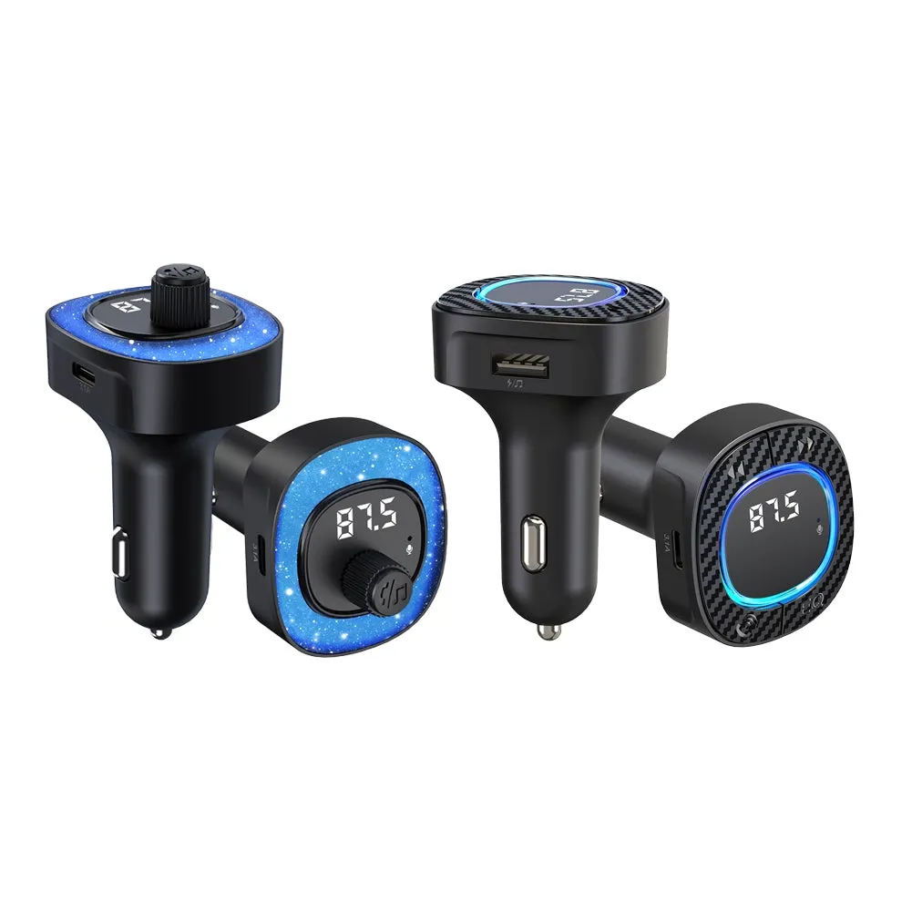 Handsfree Call Car Charger FM Transmitter With Light Dual USB