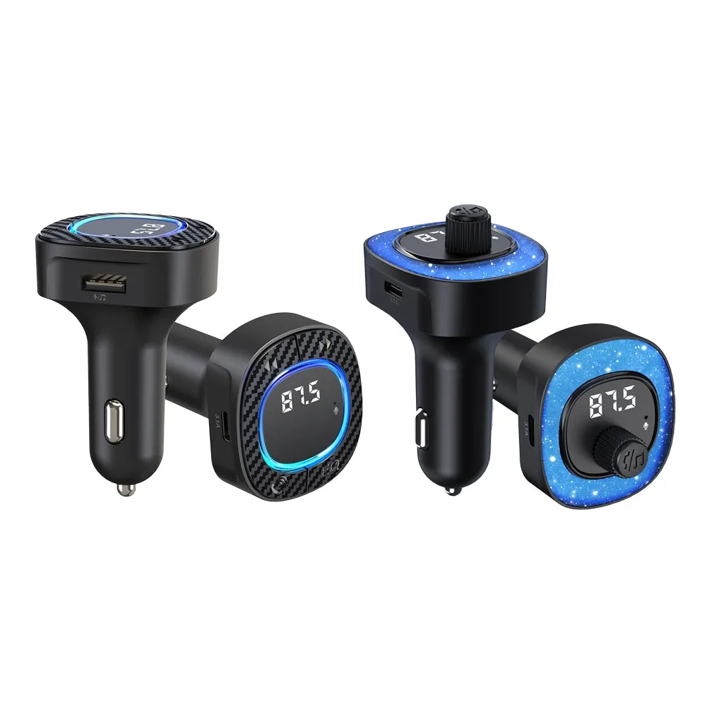 Handsfree Call Car Charger FM Transmitter With Light Dual USB