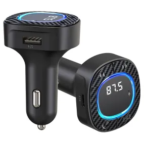 Handsfree Call Car Charger FM Transmitter With Light Dual USB