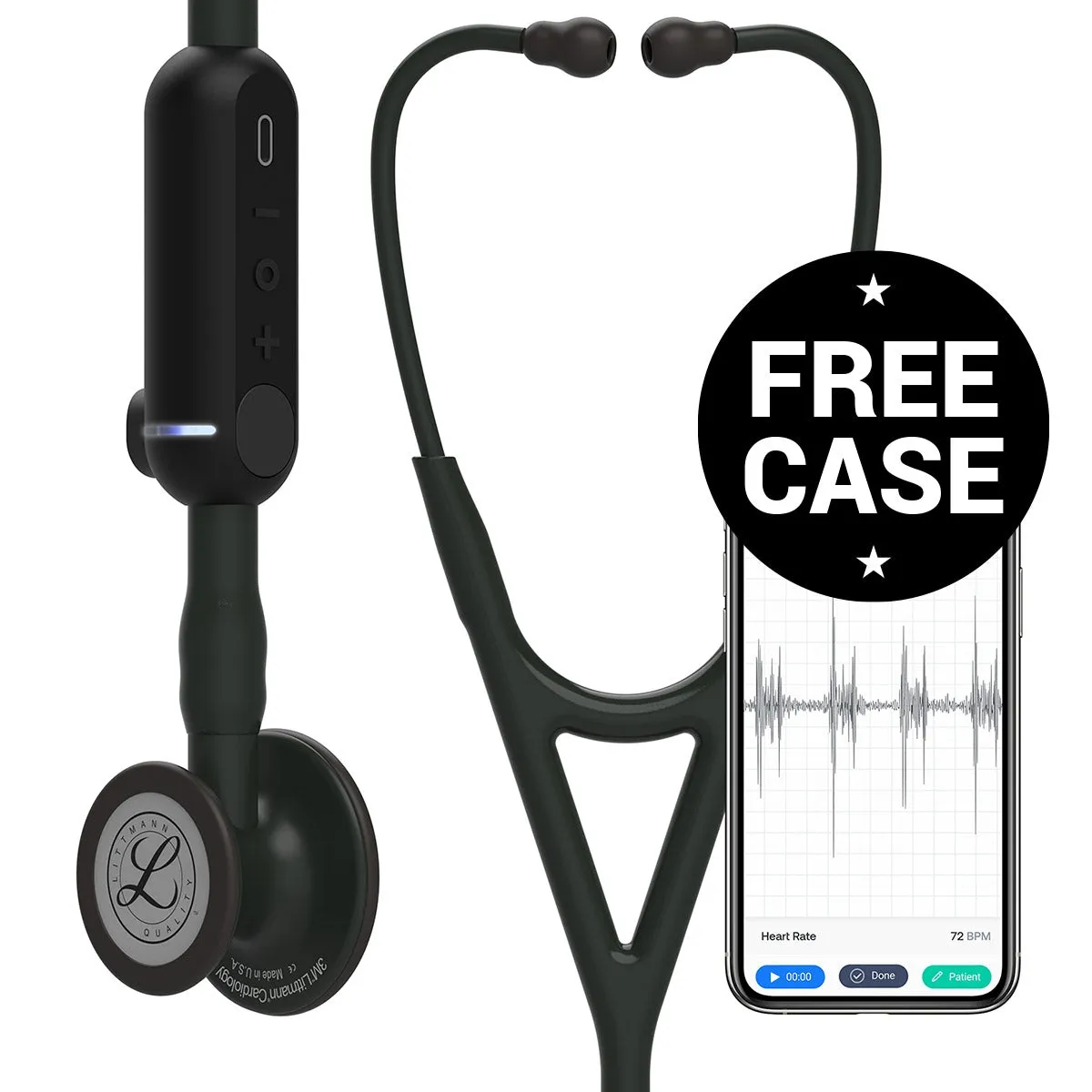 Littmann CORE Digital Stethoscope 8490 - Black - Over Engraved