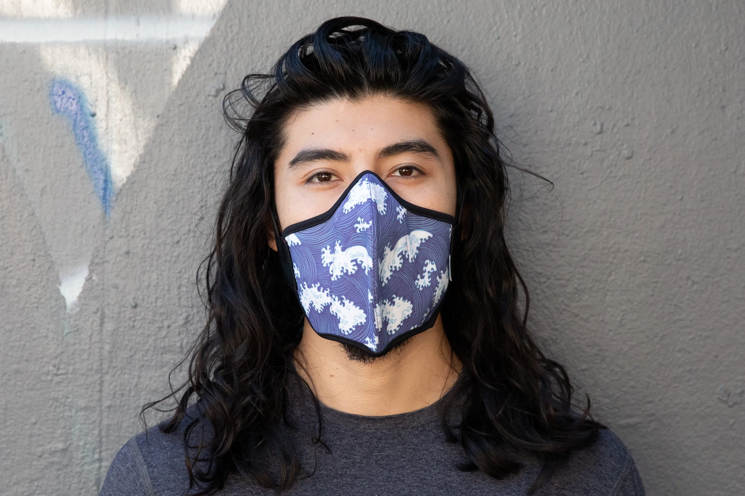LONG Japanese Block Print cotton MASK