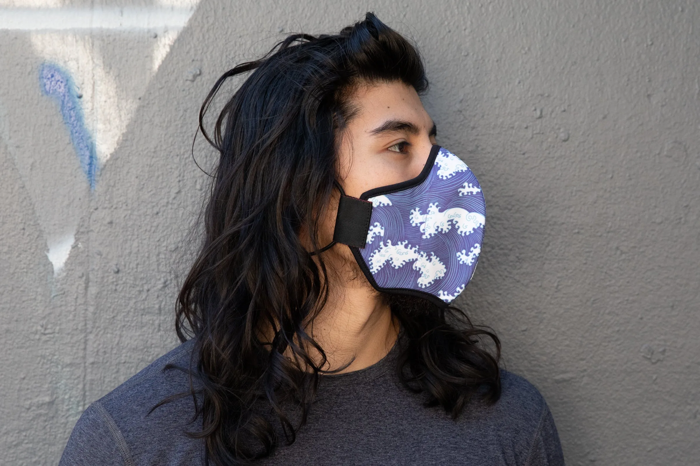 LONG Japanese Block Print cotton MASK
