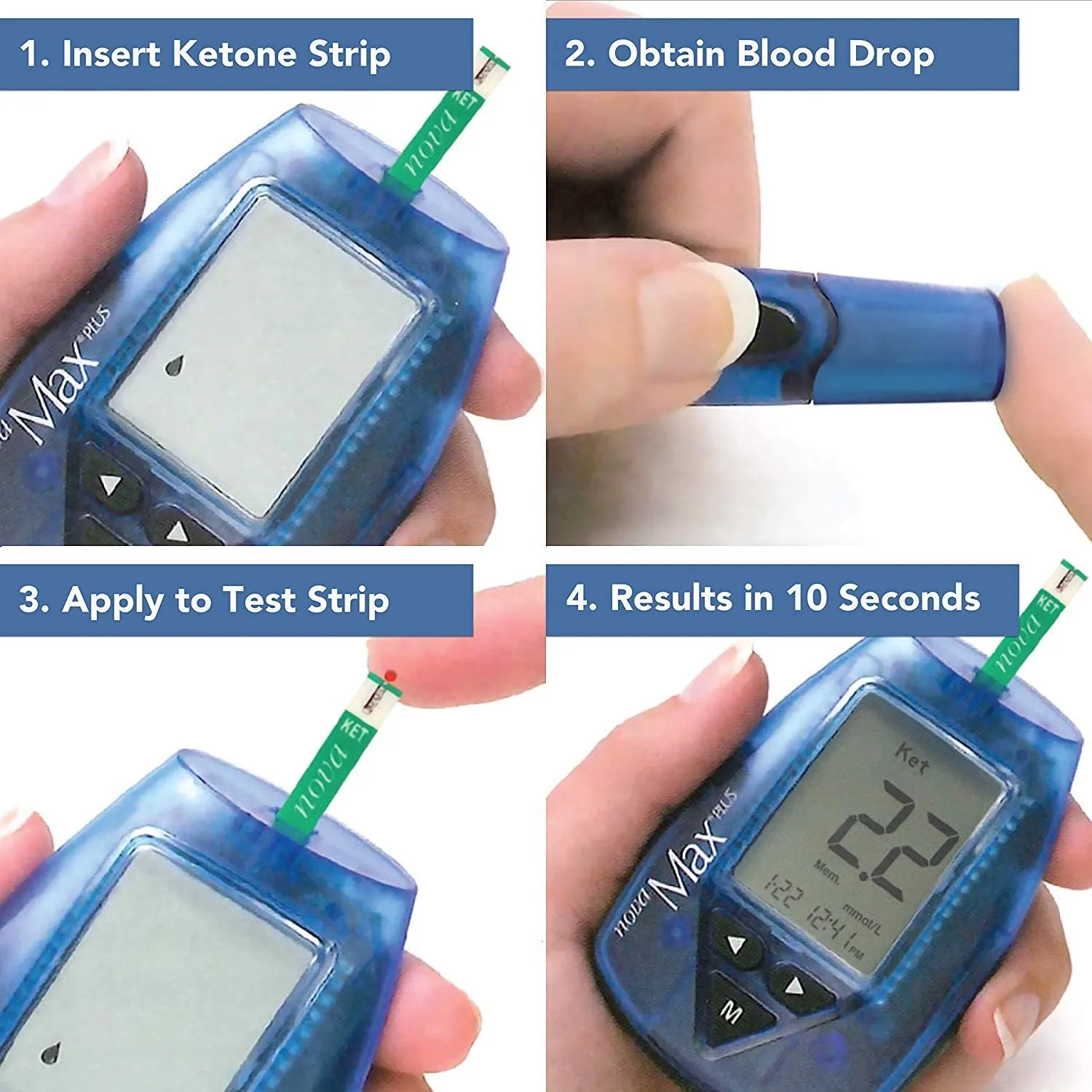 Nova Max Plus Meter & Blood Glucose Test Strip Bundle