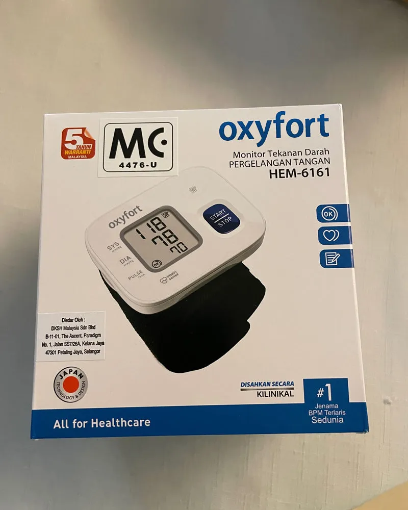 oxyfort sphygmomanometer, automatic wrist blood pressure cuff monitor
