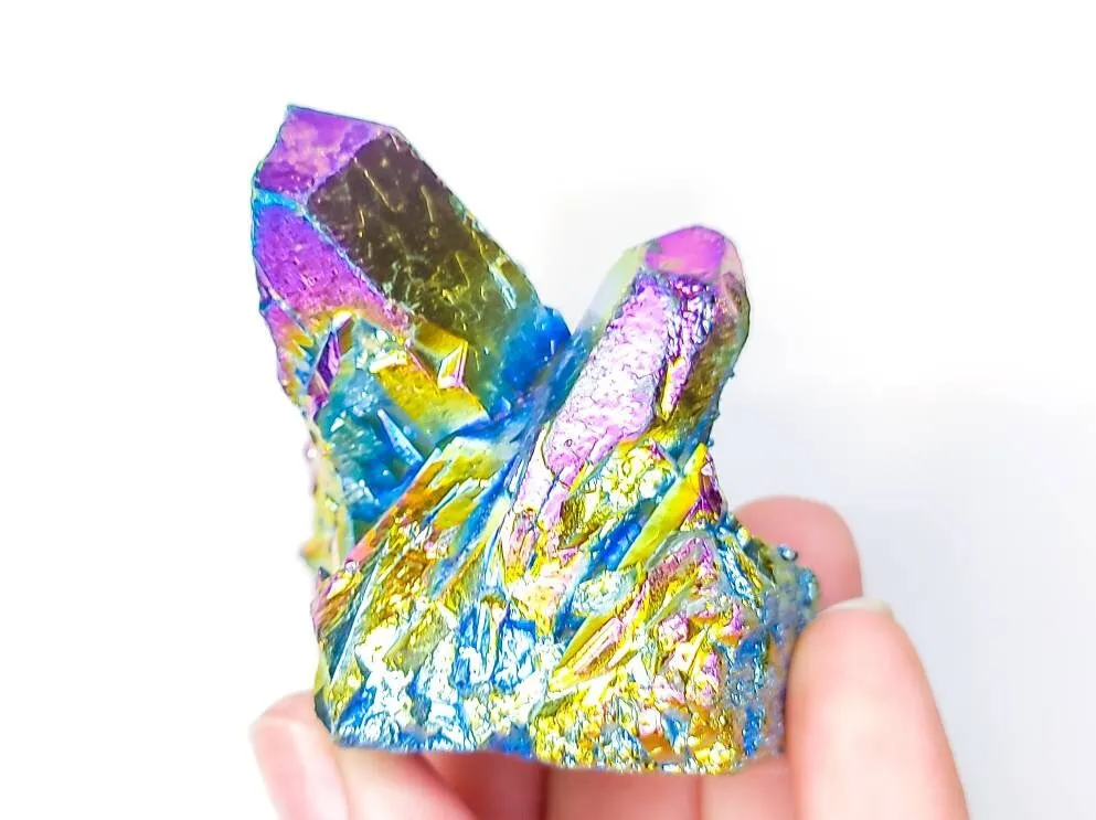 Rainbow Titanium Aura Quartz Clusters 137gm