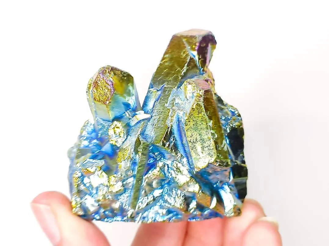 Rainbow Titanium Aura Quartz Clusters 137gm