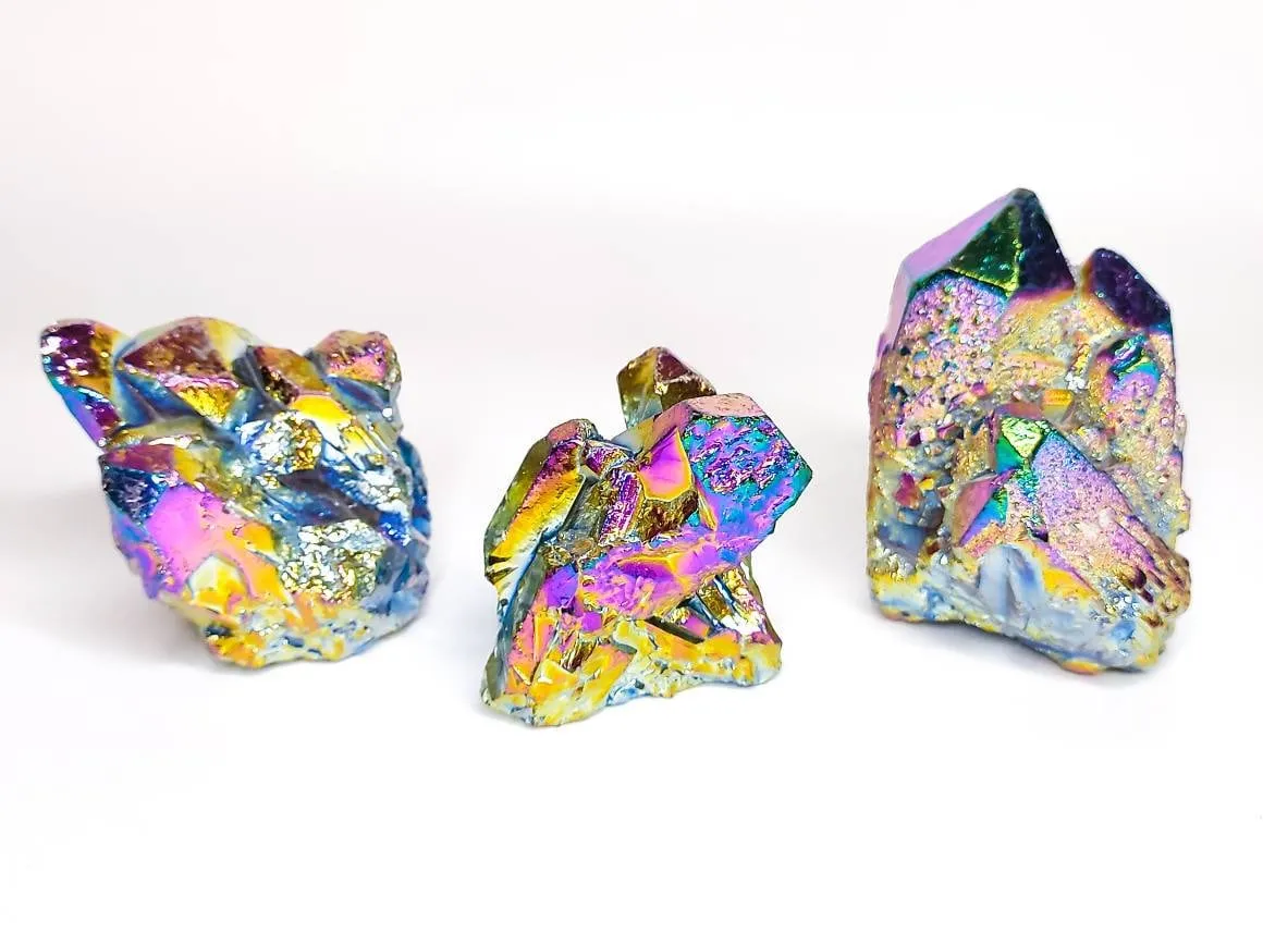 Rainbow Titanium Aura Quartz Clusters 137gm