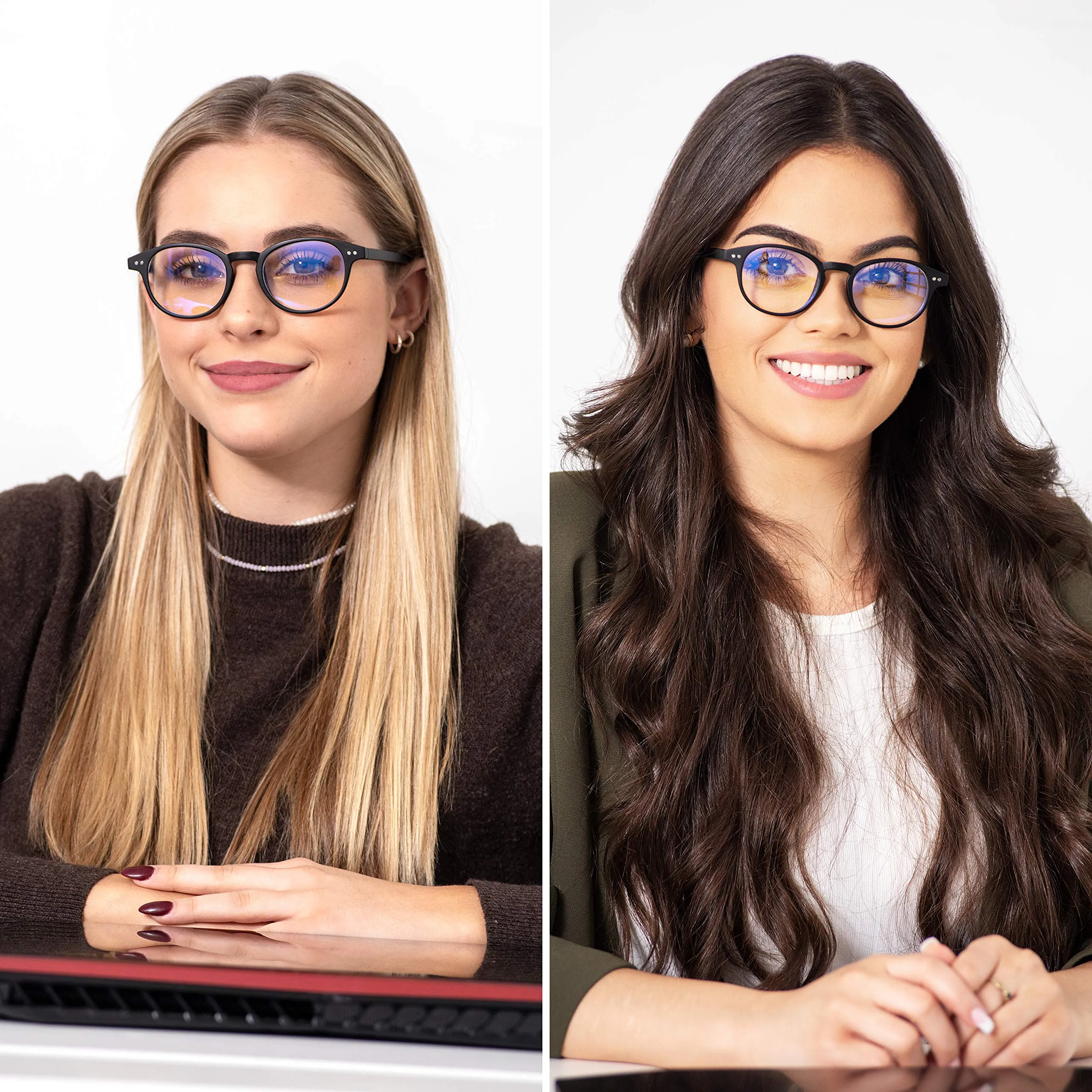 Round-Blue-Light-Blocking-Reading-Glasses-Black-2-50-Magnification-Computer-Glasses