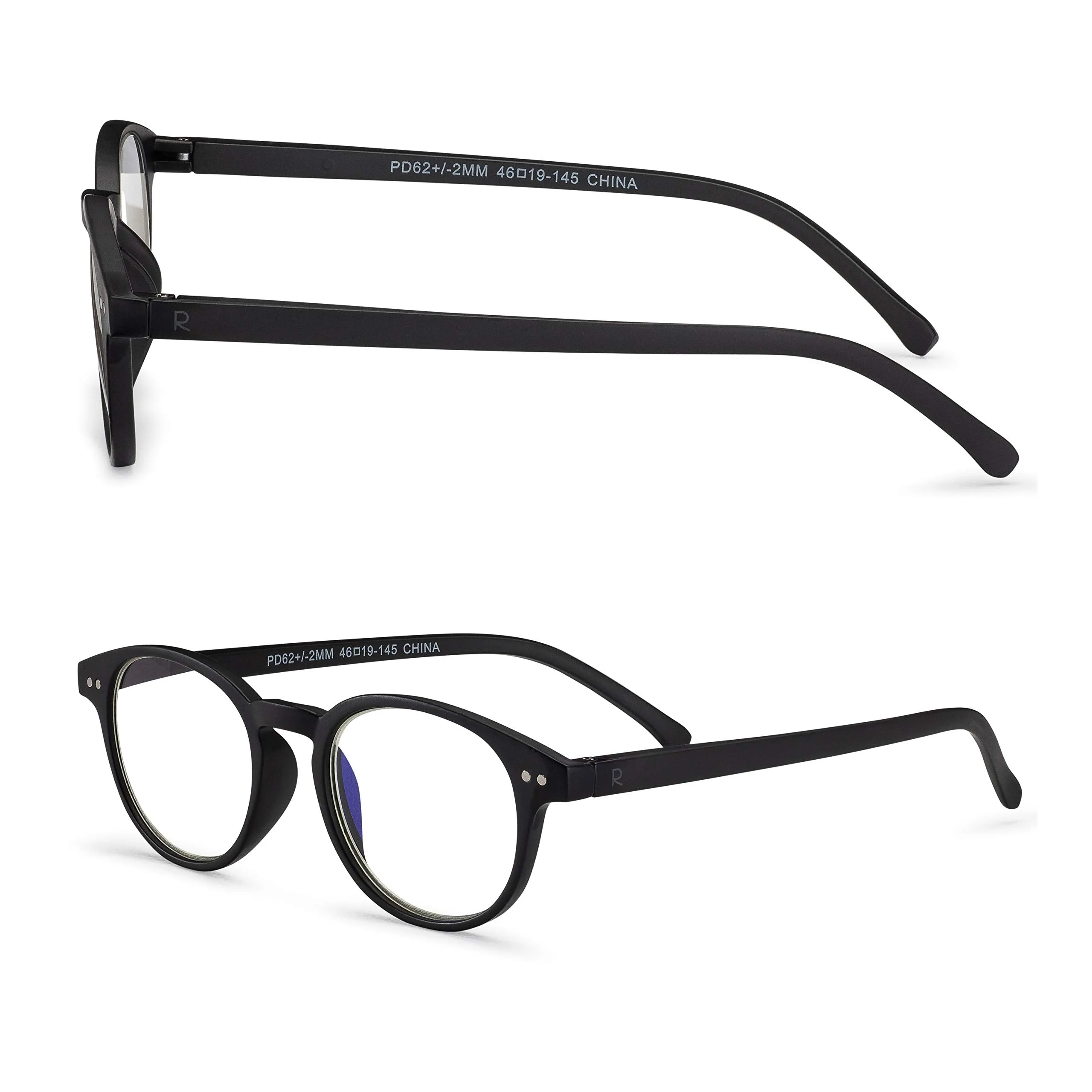 Round-Blue-Light-Blocking-Reading-Glasses-Black-2-50-Magnification-Computer-Glasses