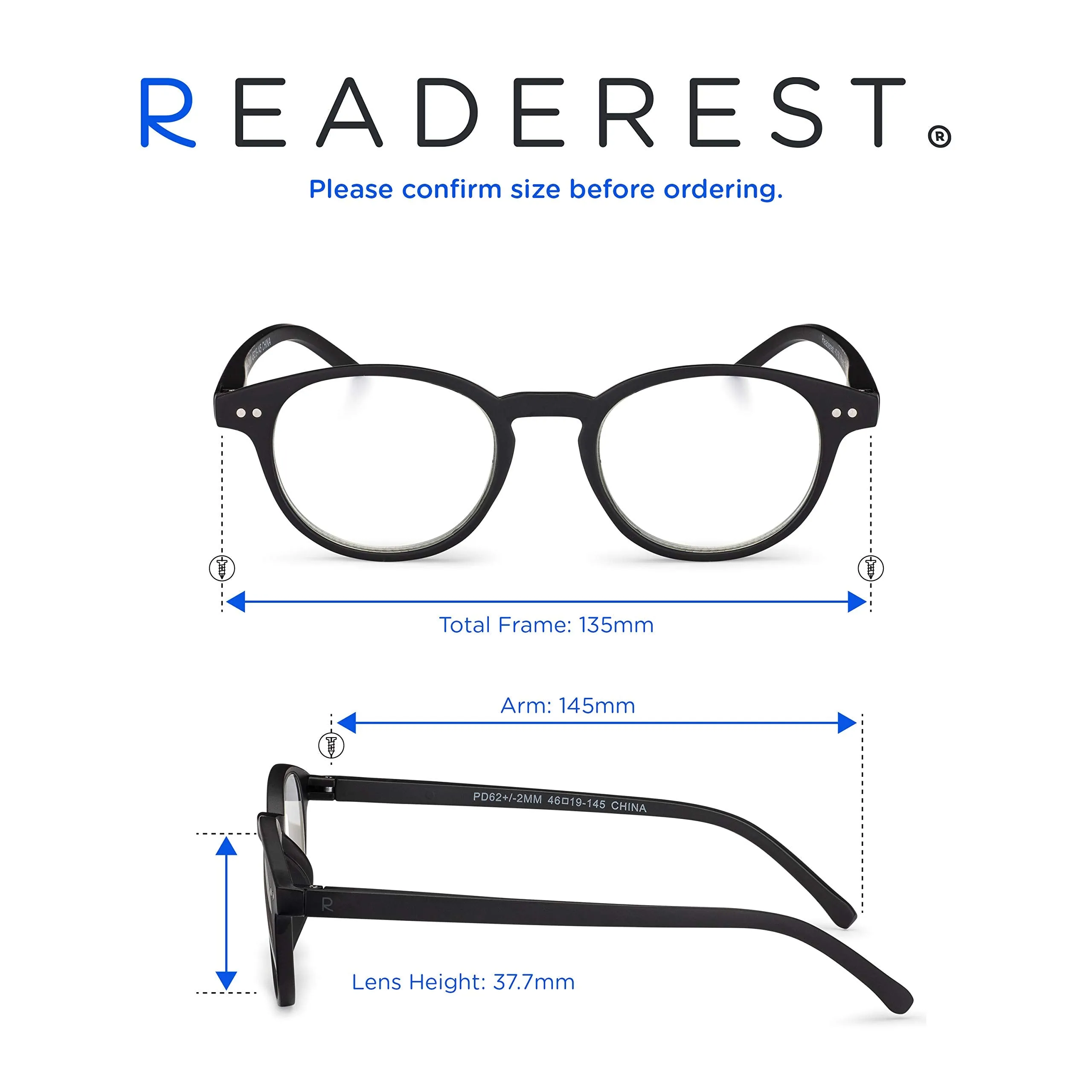 Round-Blue-Light-Blocking-Reading-Glasses-Black-2-50-Magnification-Computer-Glasses